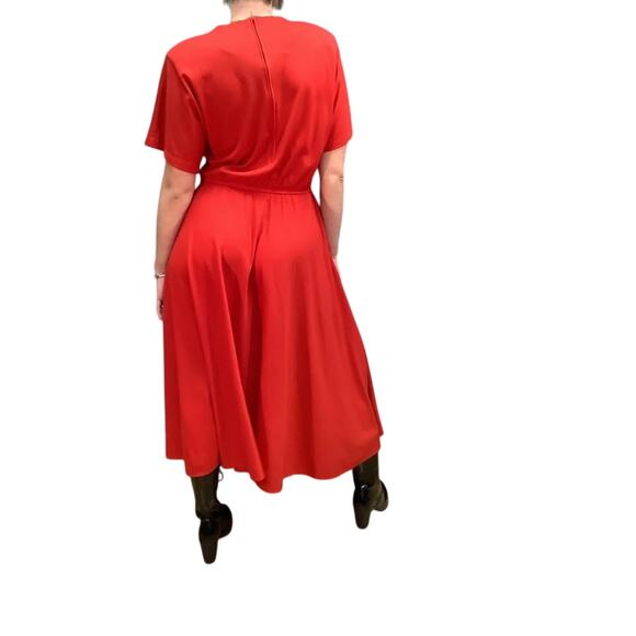80s Rhodes Collections Red Maxi Shift Dress – Size 10, Pockets, Elastic Waist - Picture 4 of 10